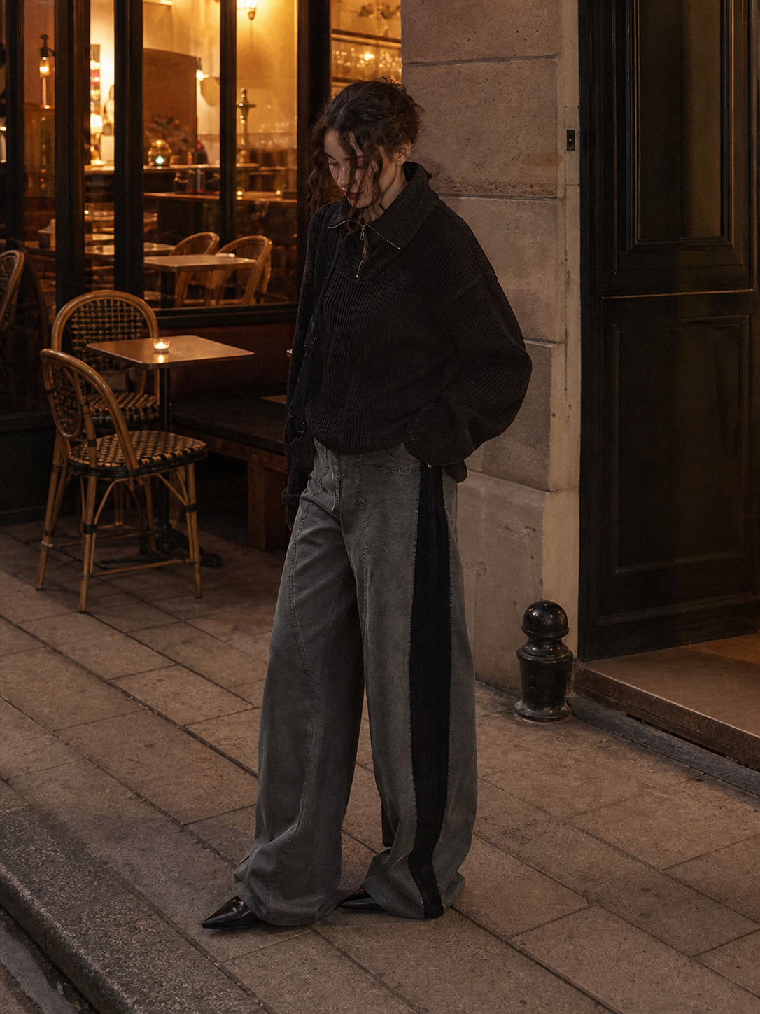 Artisan Stitch Detail Wide-Leg Pants showcase 5