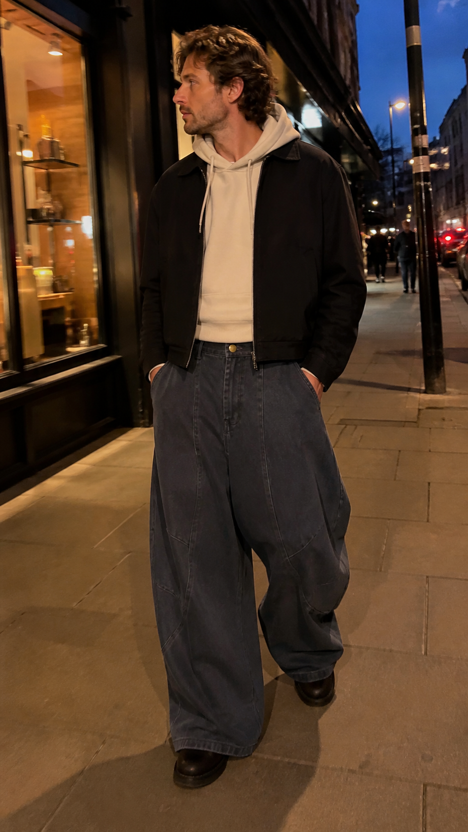Wide Leg Pleated Dark Denim Pants UGC showcase 5