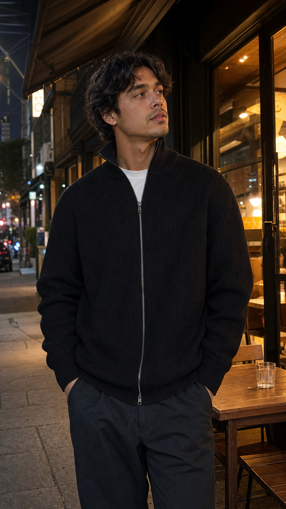 Ribbed Full-Zip Cardigan Sweater showcase 5