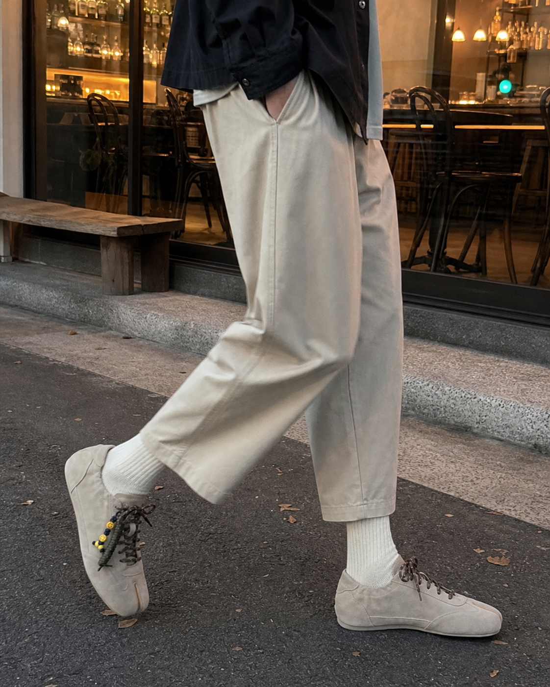 Khaki Suede Thin-Sole Tabi Sneakers showcase 5