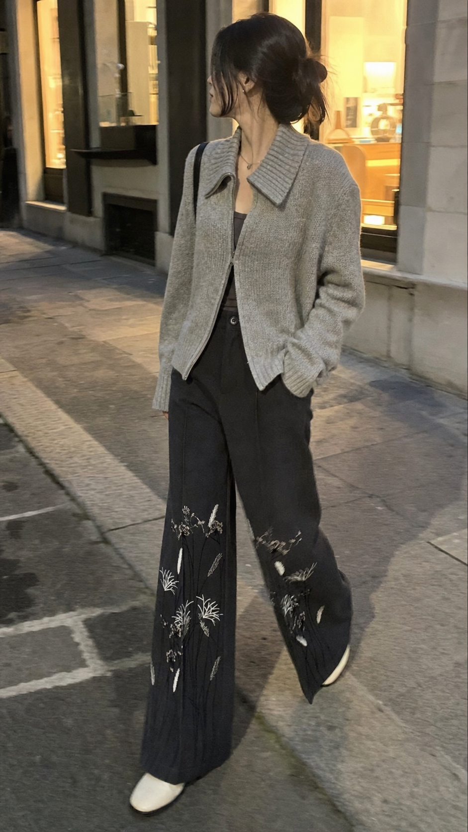Midnight Meadow Embroidered Wool Trousers UGC showcase 5