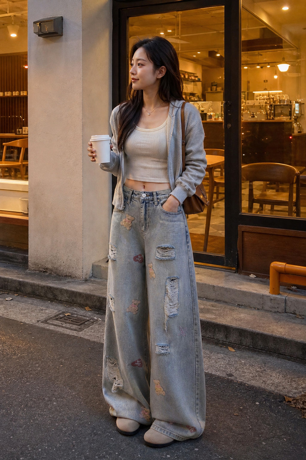Distressed Teddy Bear Wide Leg Jeans regenerated UGC showcase 5