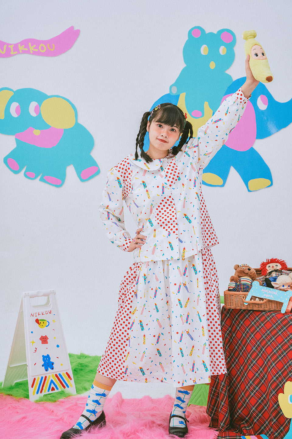 Birthday Candle Polka Dot Midi Skirt