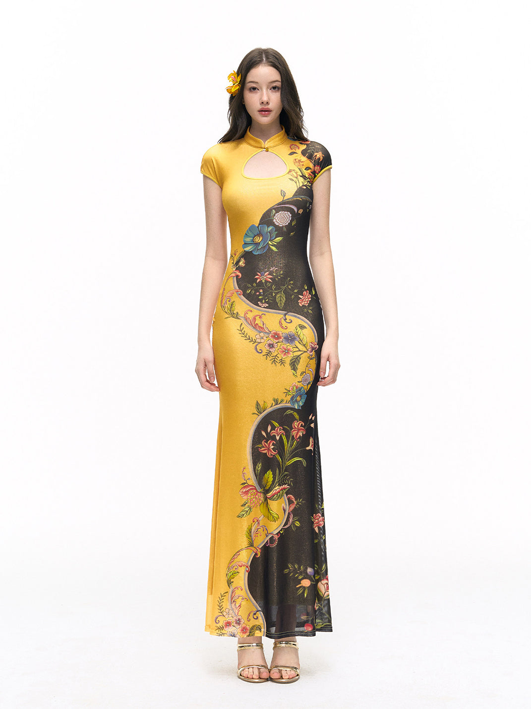 Gold Foil Bodycon Mermaid Dress