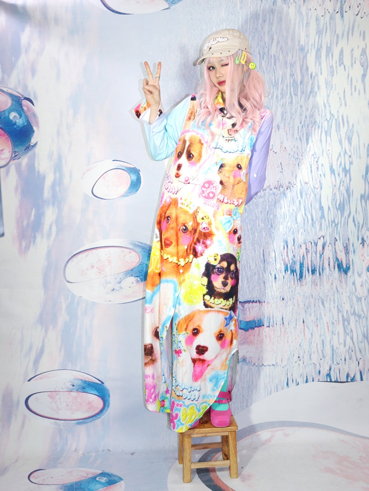 Kawaii Puppy Portrait Maxi Dress