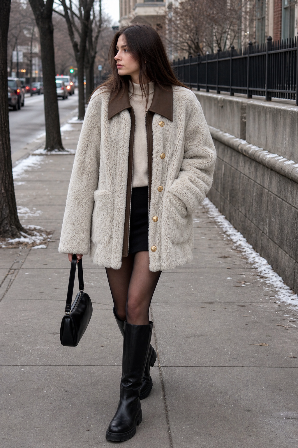 Bicolor Fur Coat showcase 5