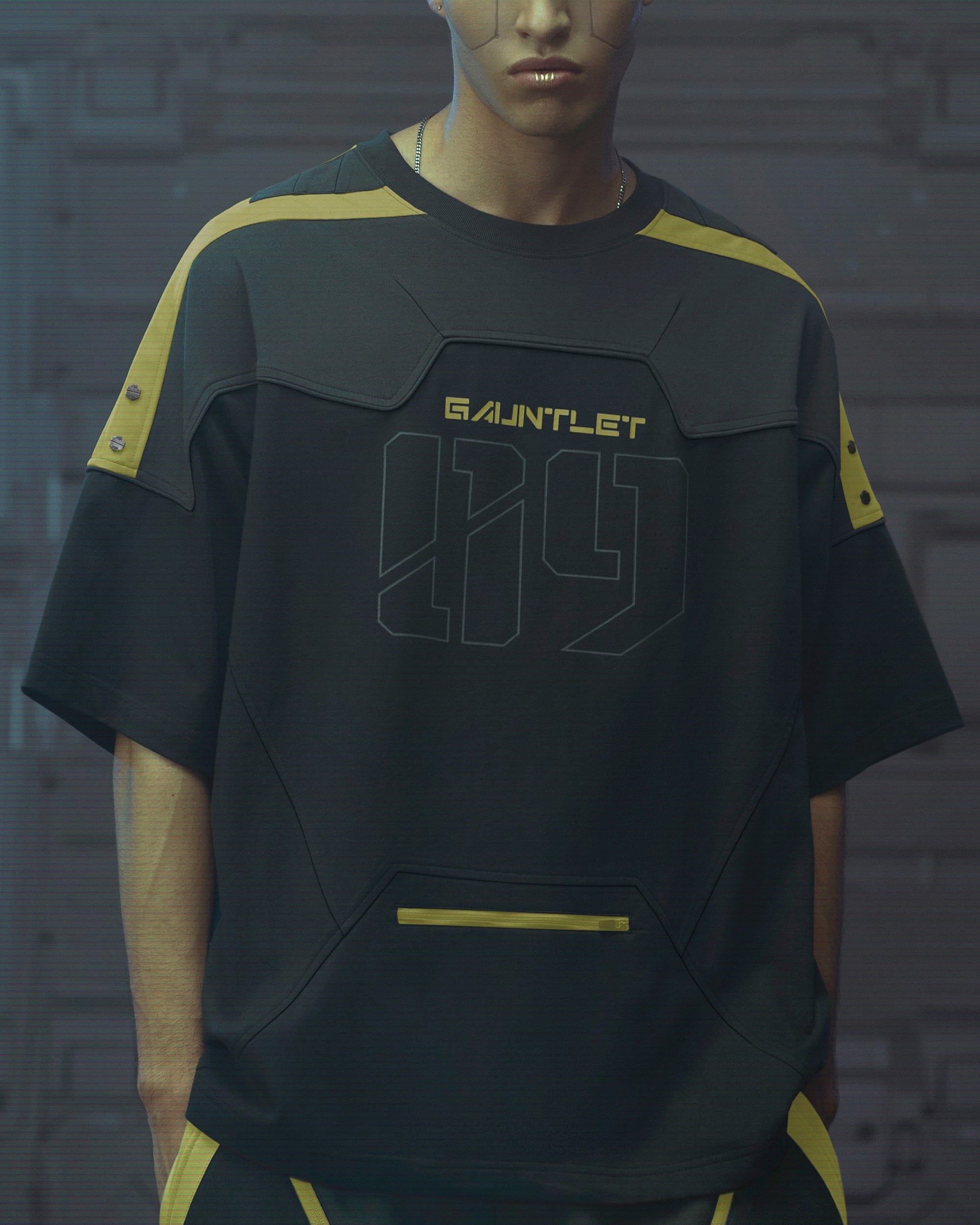 Tee de jeu cyberpunk jaune