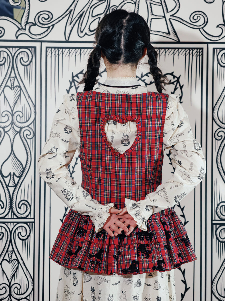 Bat Wing Plaid Gothic Dress
