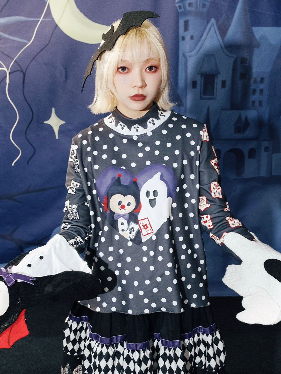 Polka Dot Playing Cards Jester Top
