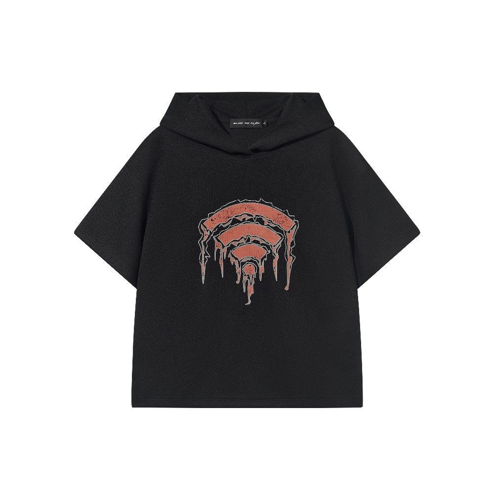 Wifi Print Texture Hoodie Tee - chiclara