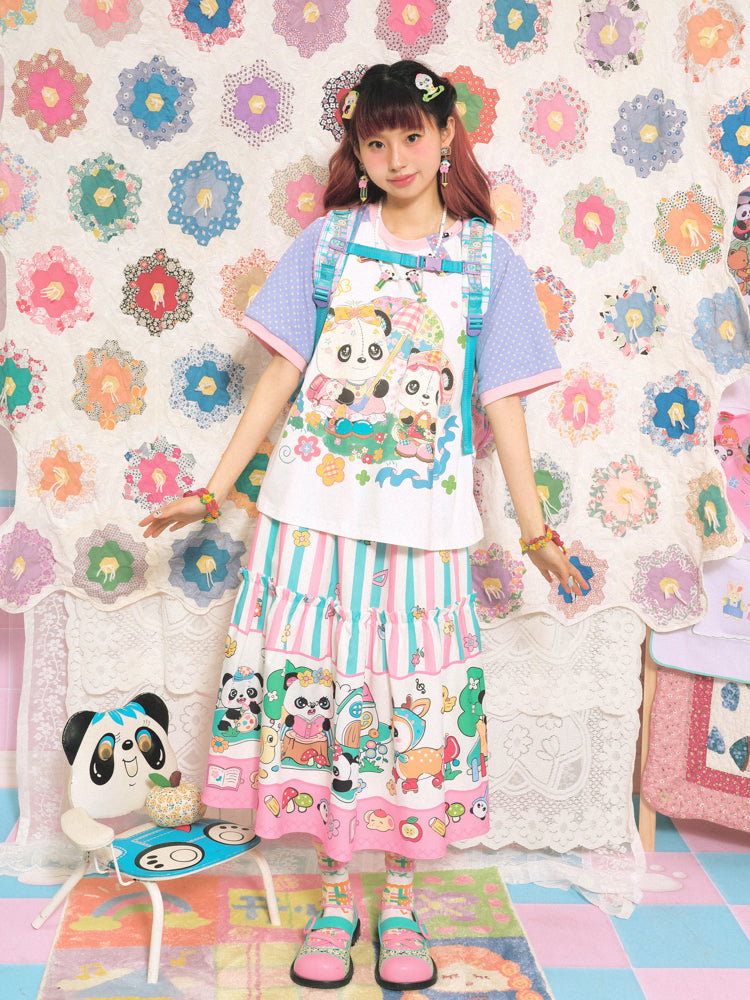 Sweet Panda Picnic Border Skirt
