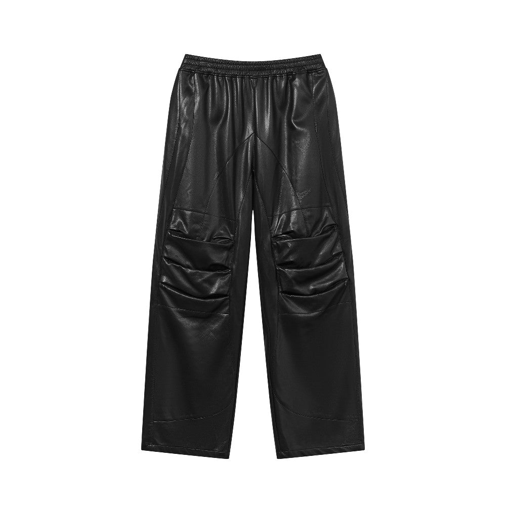 Pu Leather Pleated Pants - chiclara