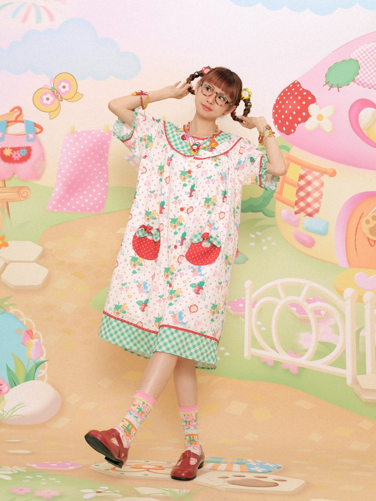 Sweet Strawberry Gingham Nightdress