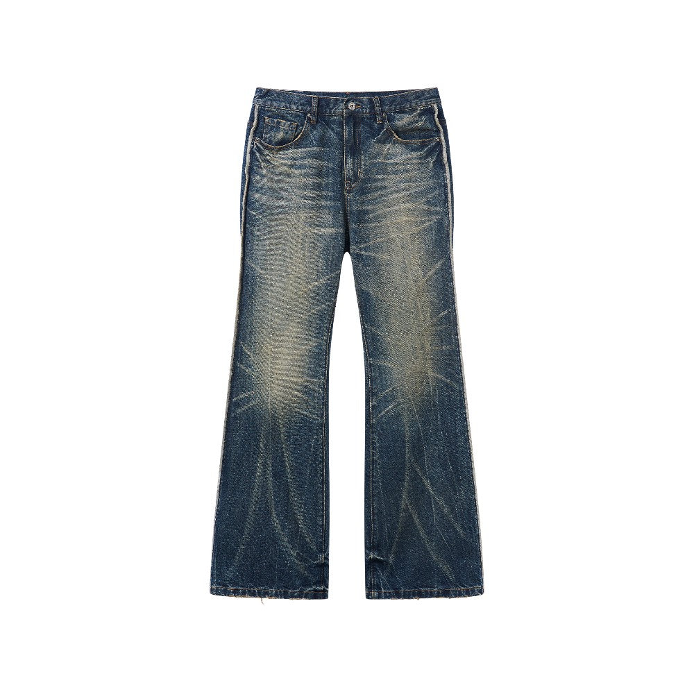 Blue Washed Heavy Whiskered Jeans - chiclara