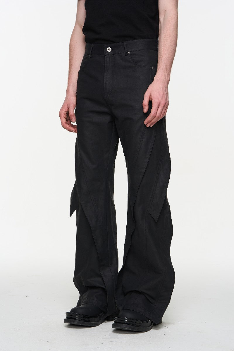 Twisted Zip Deform Cargo Straight Loose Pants - chiclara