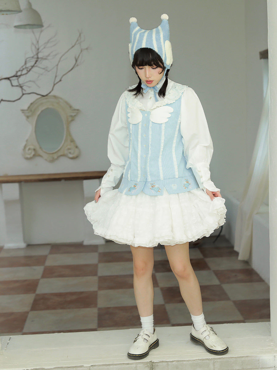 White Eyelet Lace Tiered Skirt
