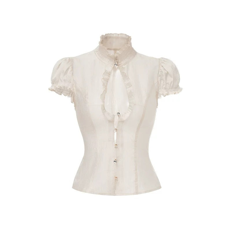 Pearl-Drop Cutout Top, Lace Pleated Skirt and Bra Separates Water-Drop Cutout Top product view
