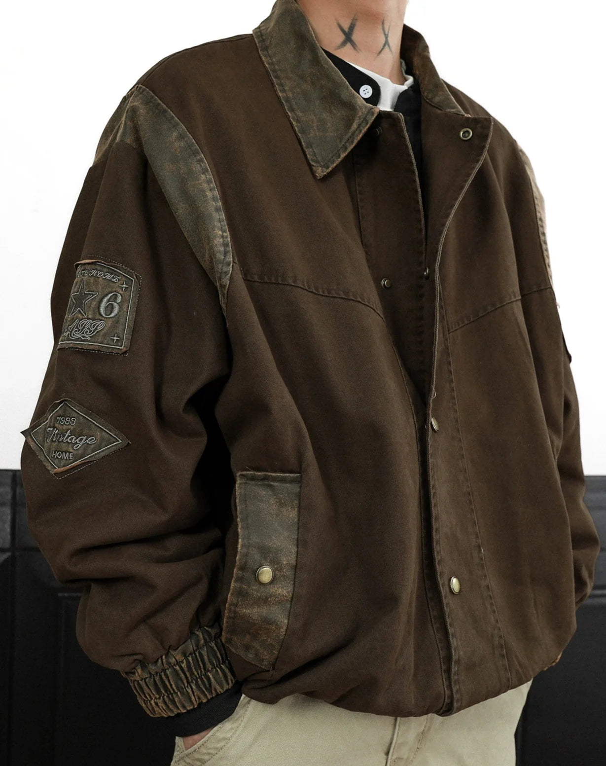 Vintage Brown Canvas Bomber Jacket