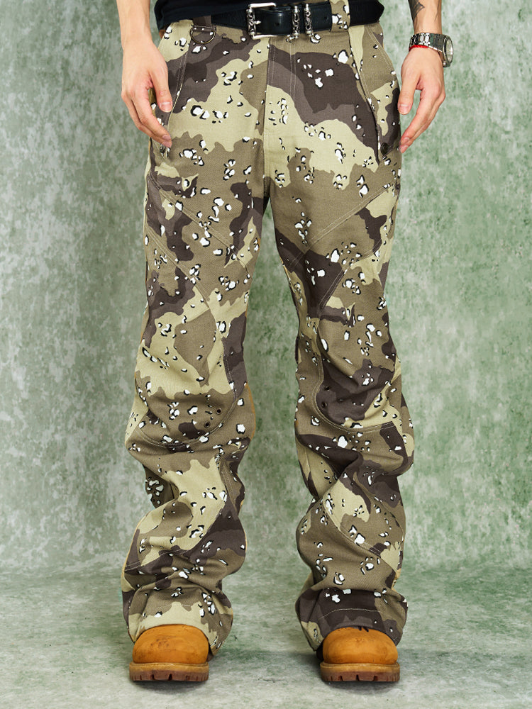 Rugged Camouflage Knee Reinforced Work Pants - chiclara