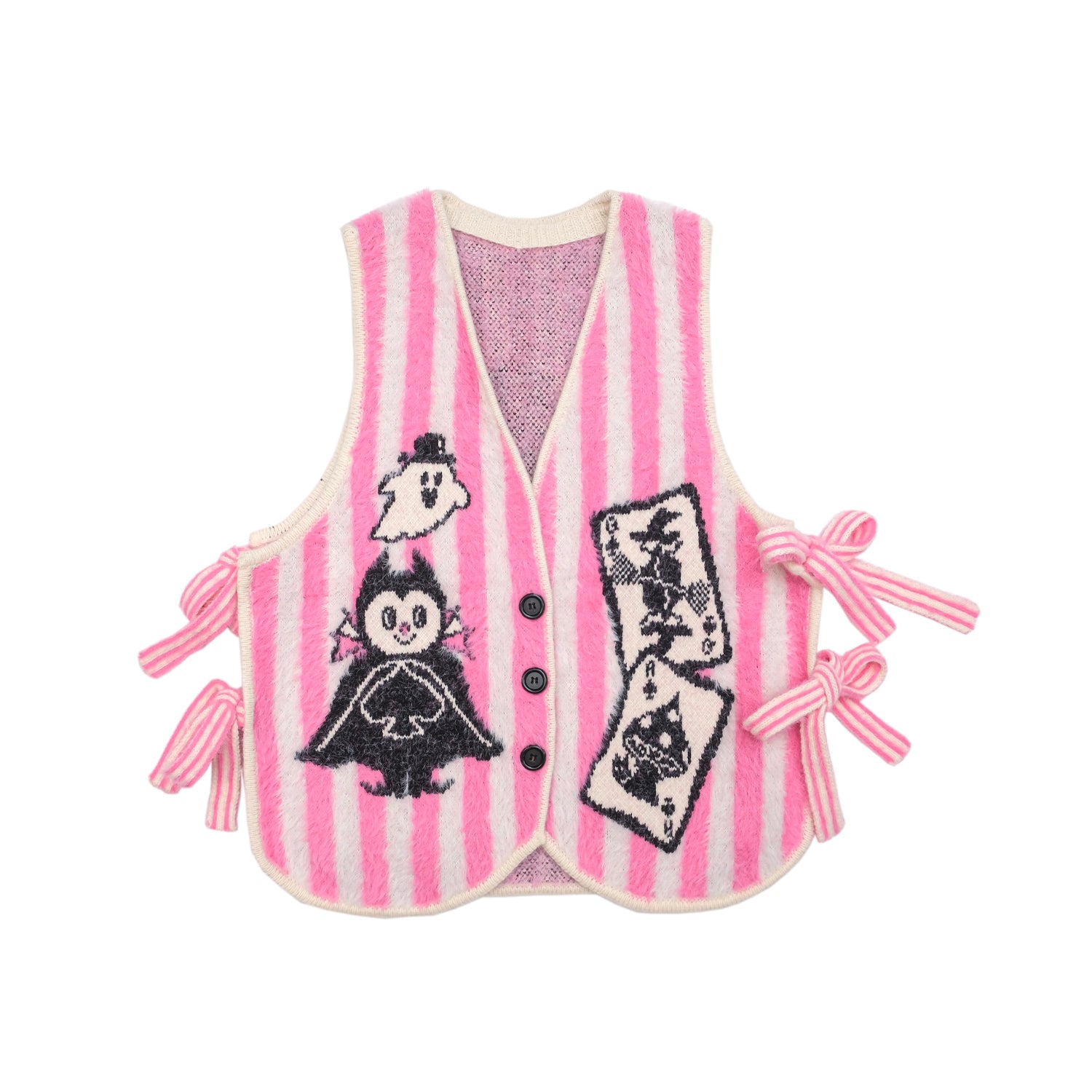Pink Striped Ghost Card Knit Vest