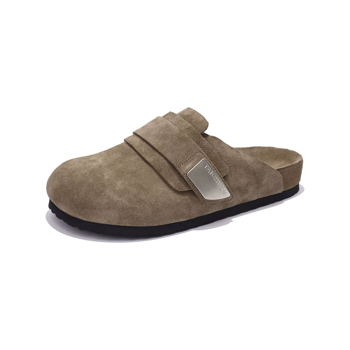 Closed-Toe Leather Mule Sandals - Dark Brown