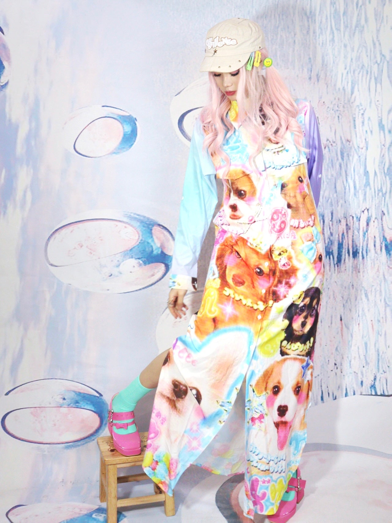 Kawaii Puppy Portrait Maxi Dress