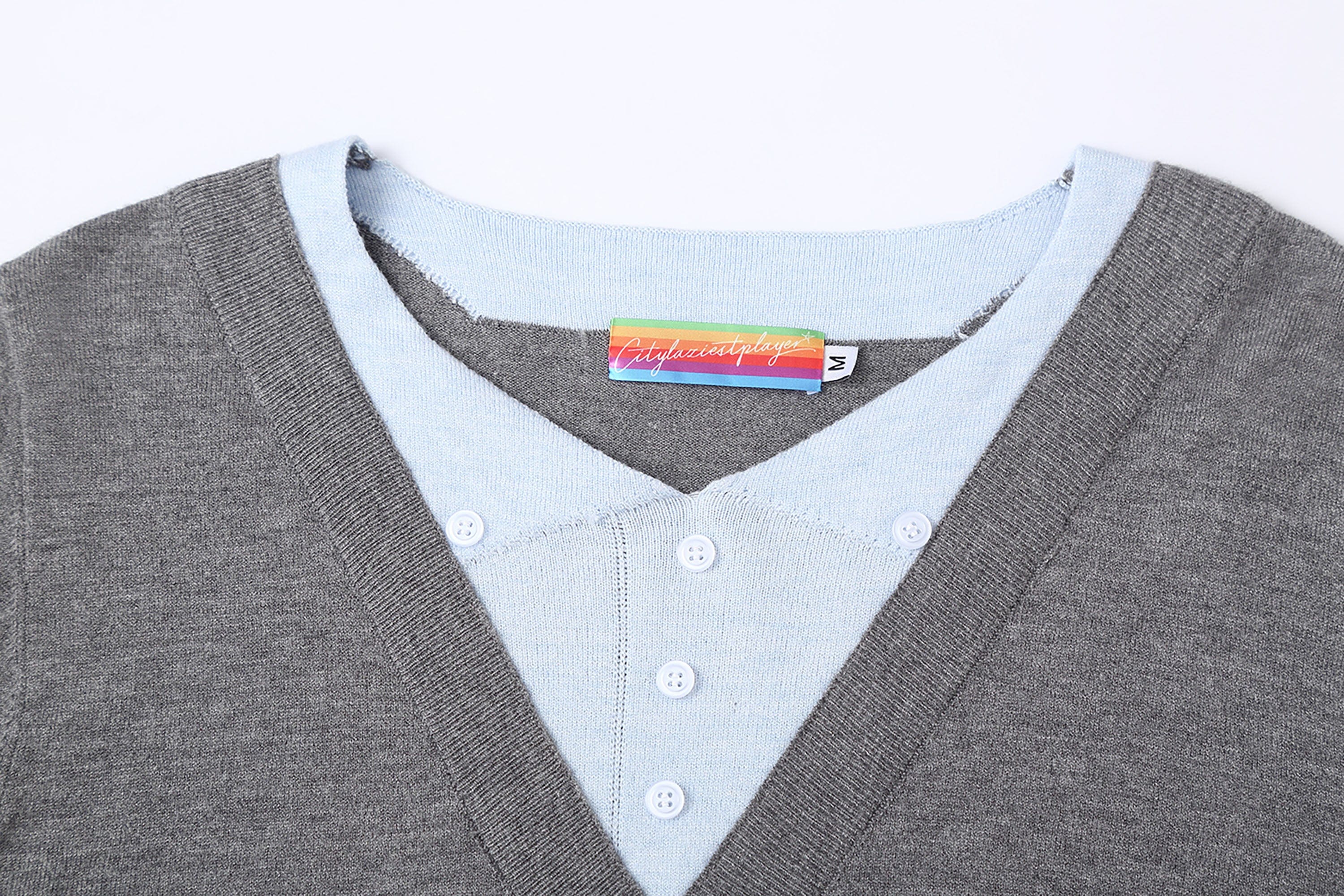 Light Gray Button-Up Cardigan Sweater