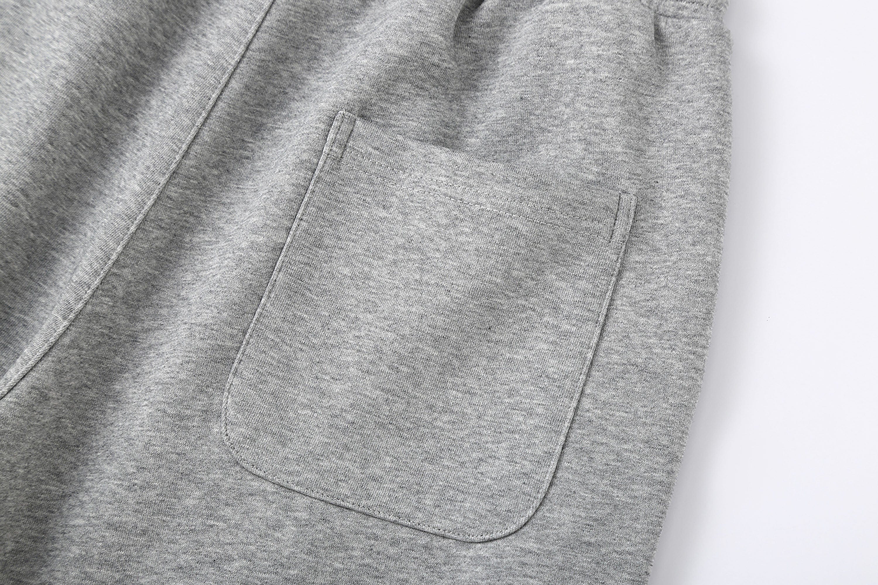 Gray and Black Pleated Wide-Leg Sweatpants
