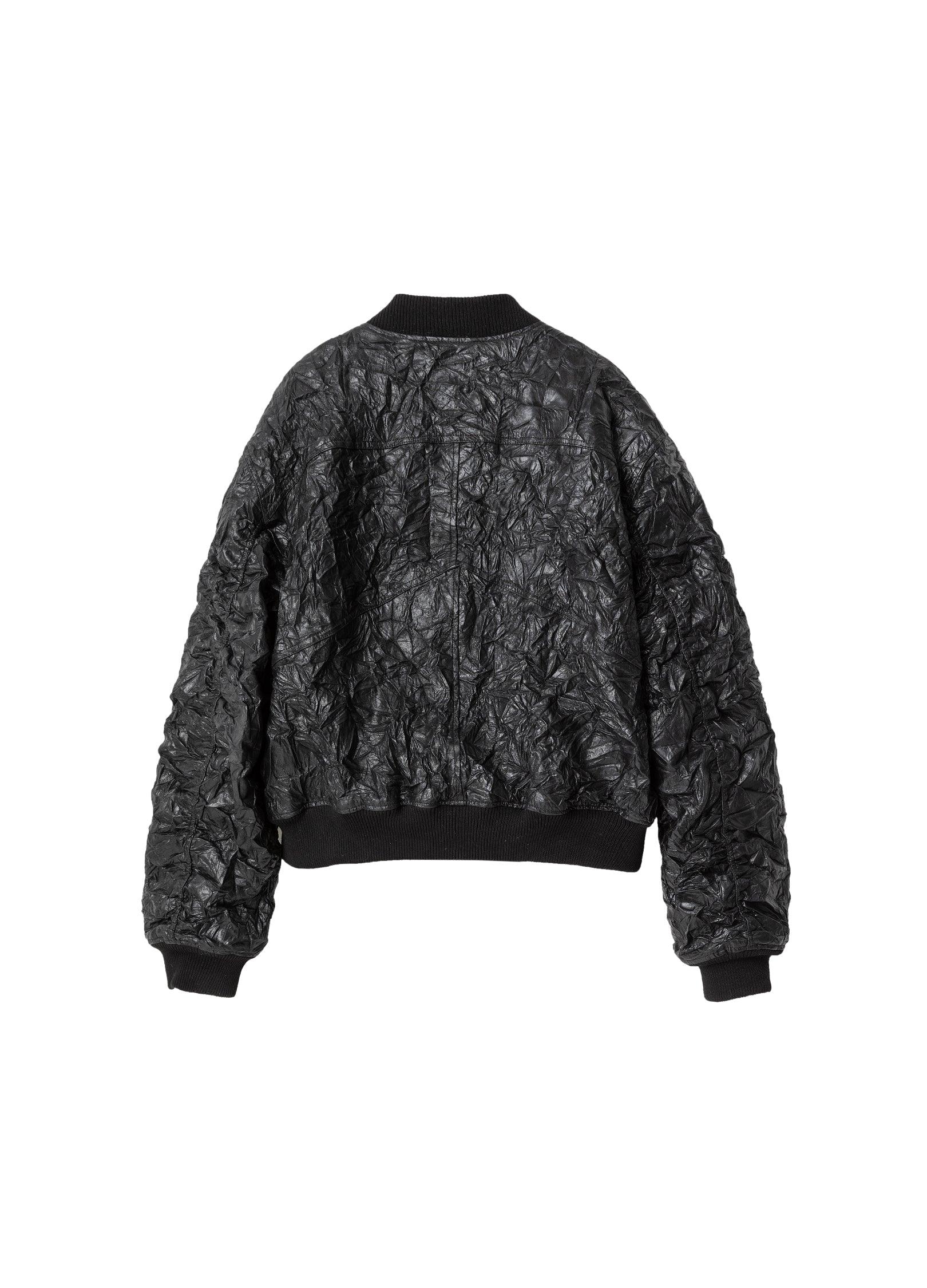 Cracked Patent Leather Bomber Jacket - chiclara