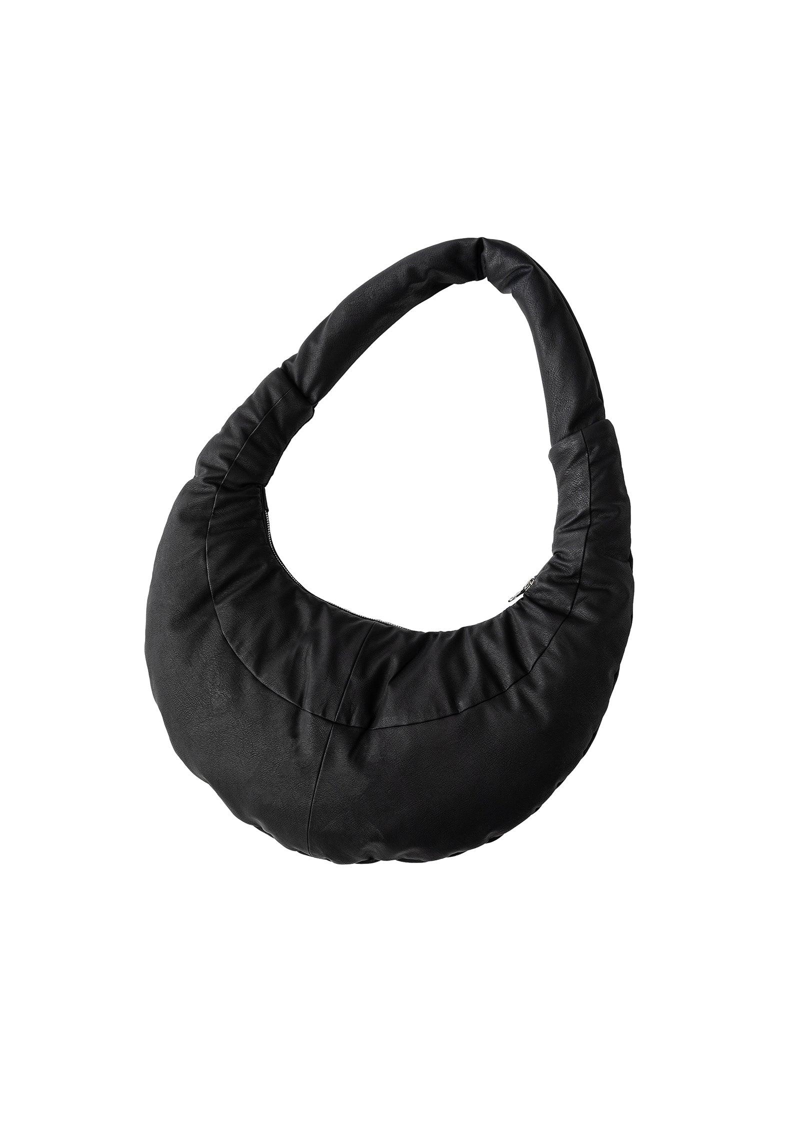 Puffy Waxed PU Leather Circular Sling Bag - chiclara