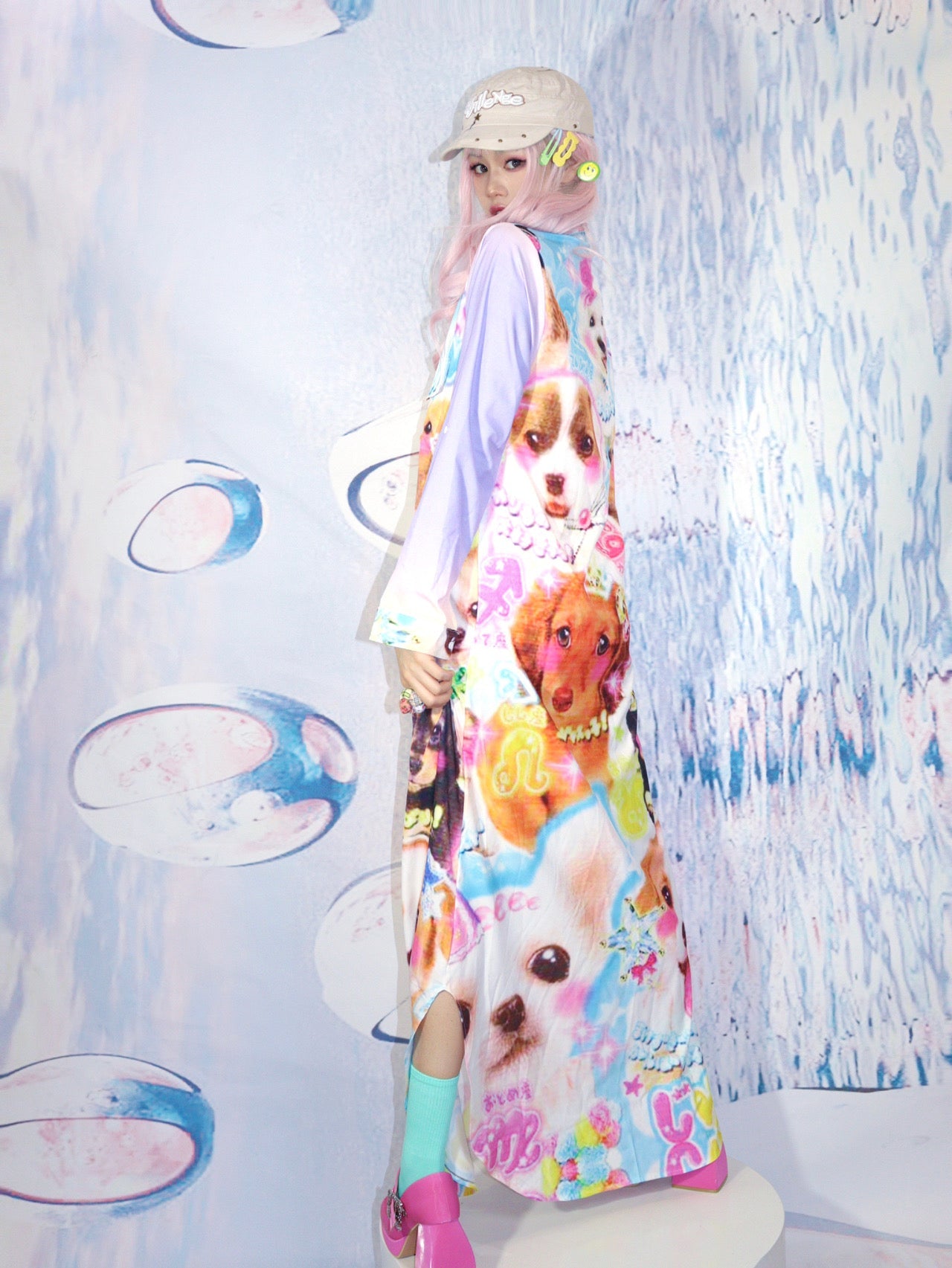 Kawaii Puppy Portrait Maxi Dress