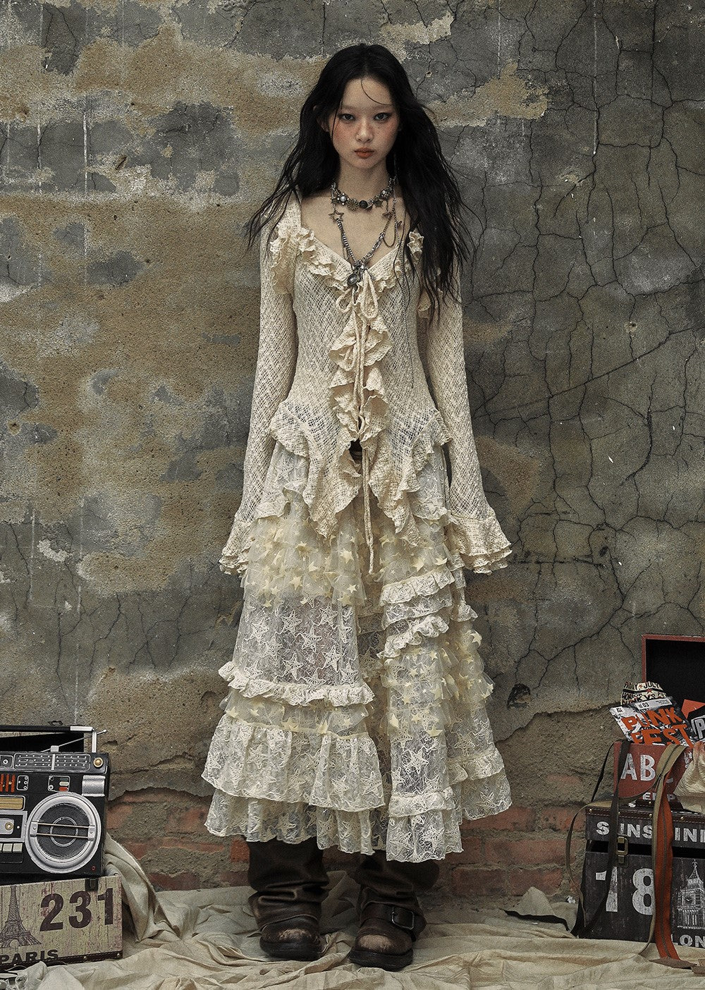 Starlit Lace Victorian Blouse