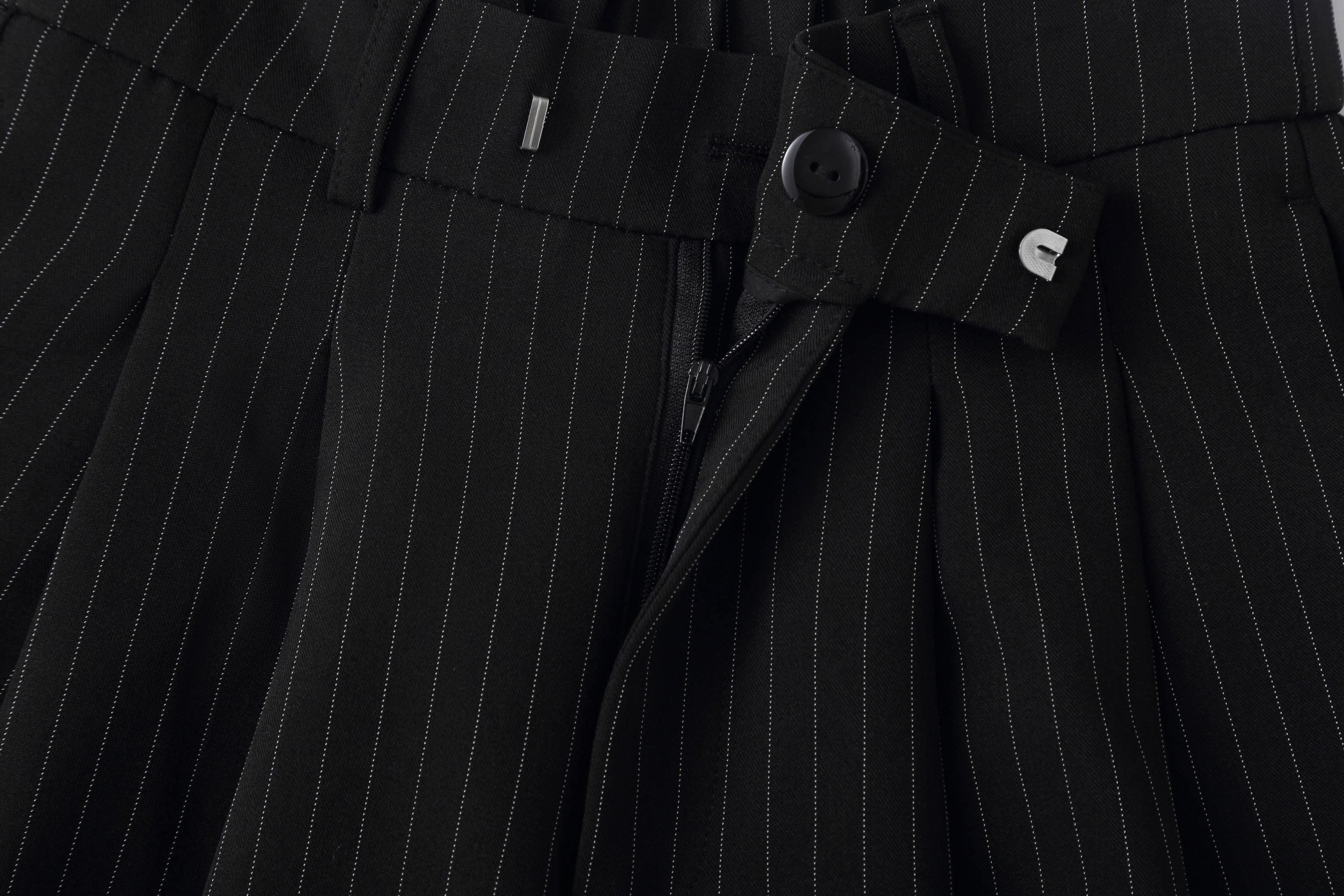 Wide-Leg Pinstripe Suit Trousers