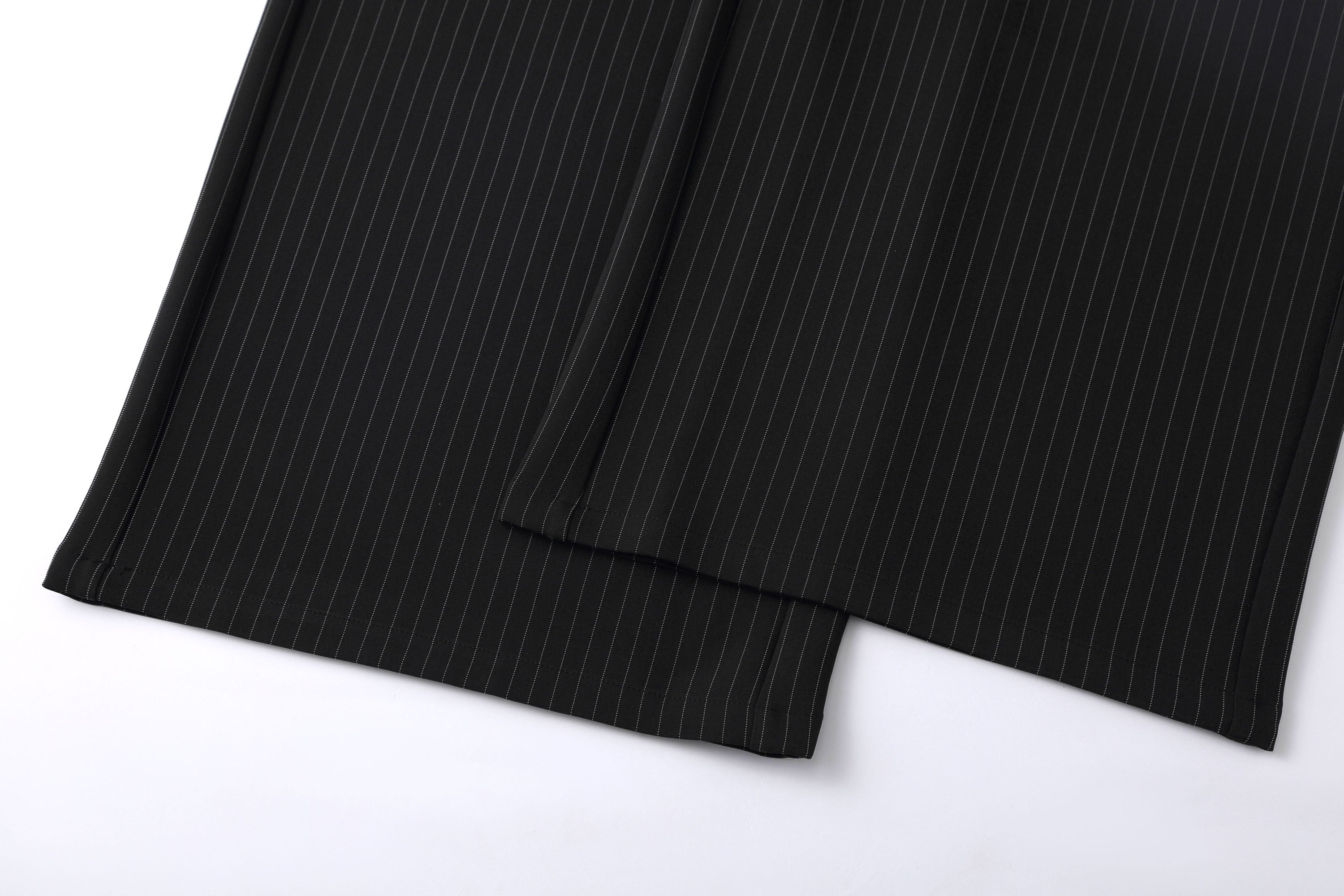 Wide-Leg Pinstripe Suit Trousers