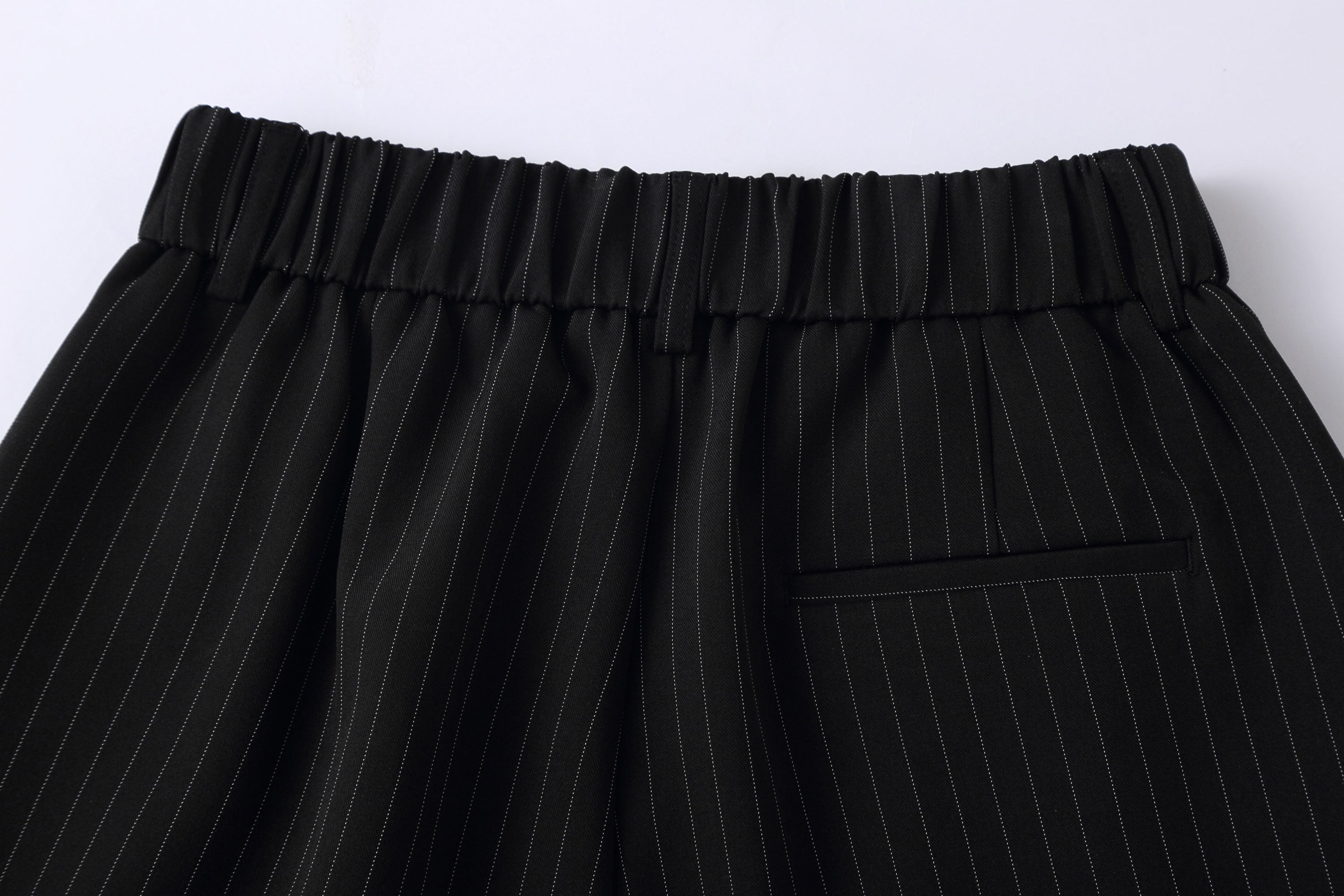 Wide-Leg Pinstripe Suit Trousers