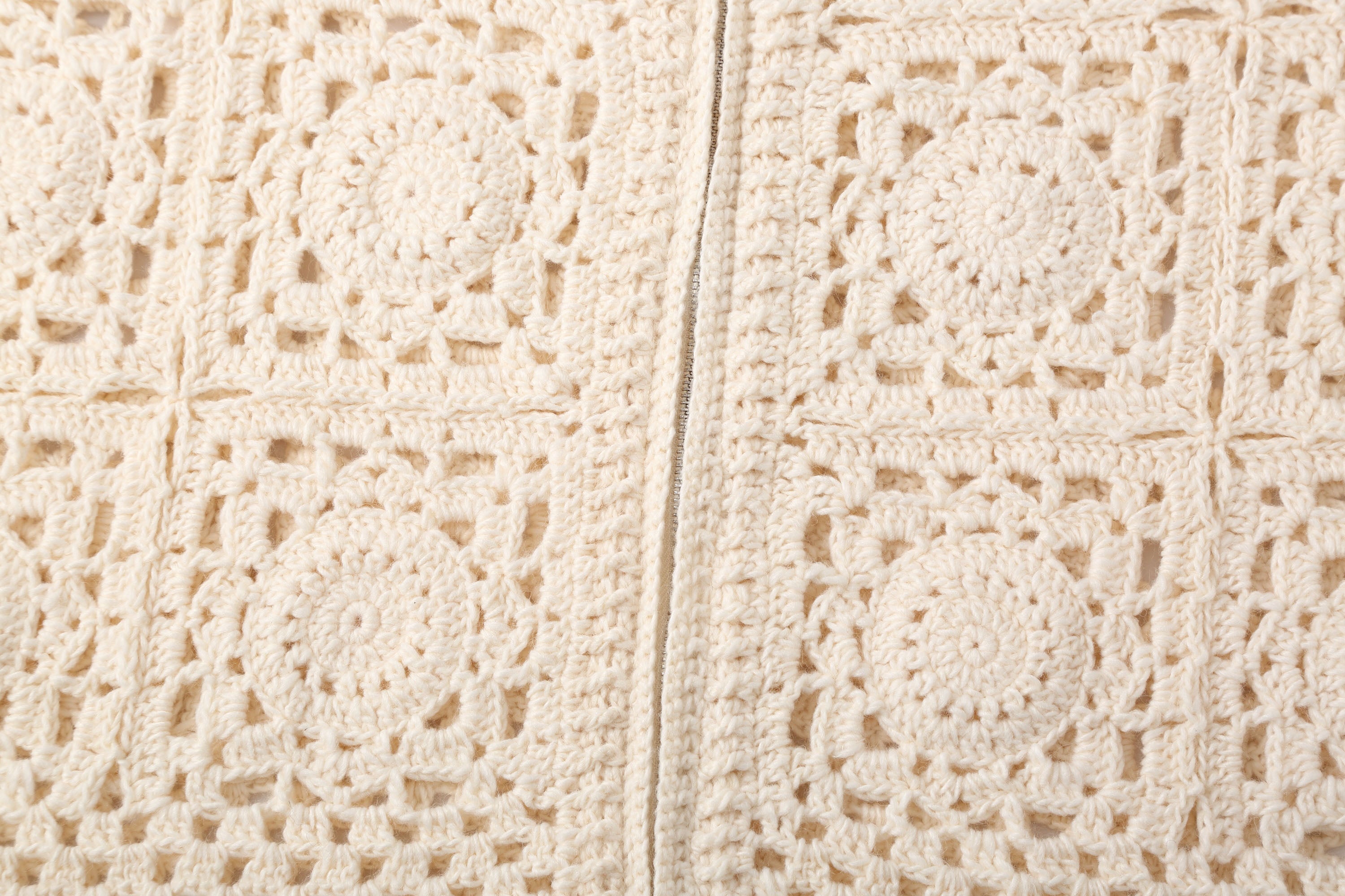 Cream Crochet Knit Cardigan
