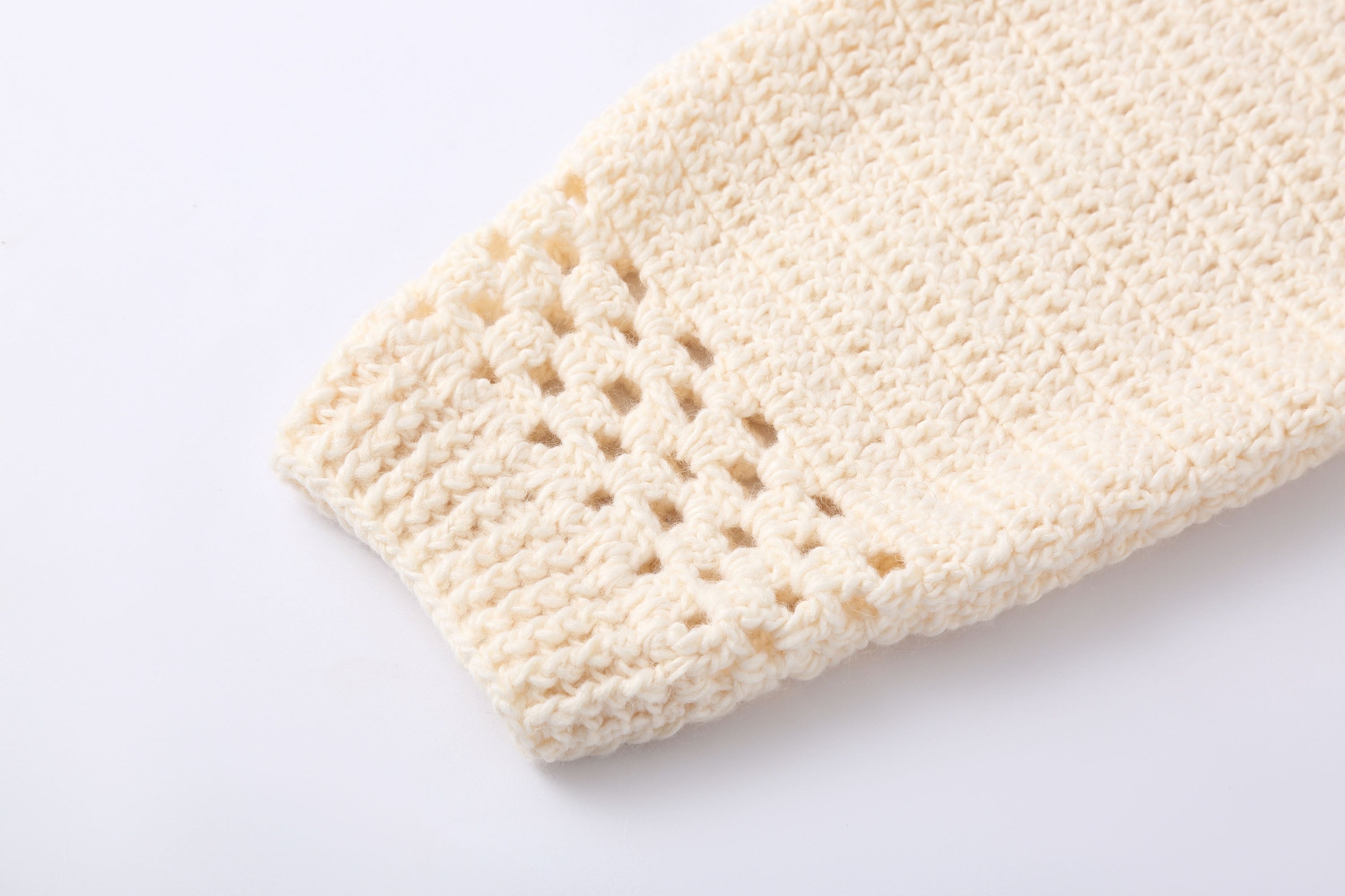 Cream Crochet Knit Cardigan