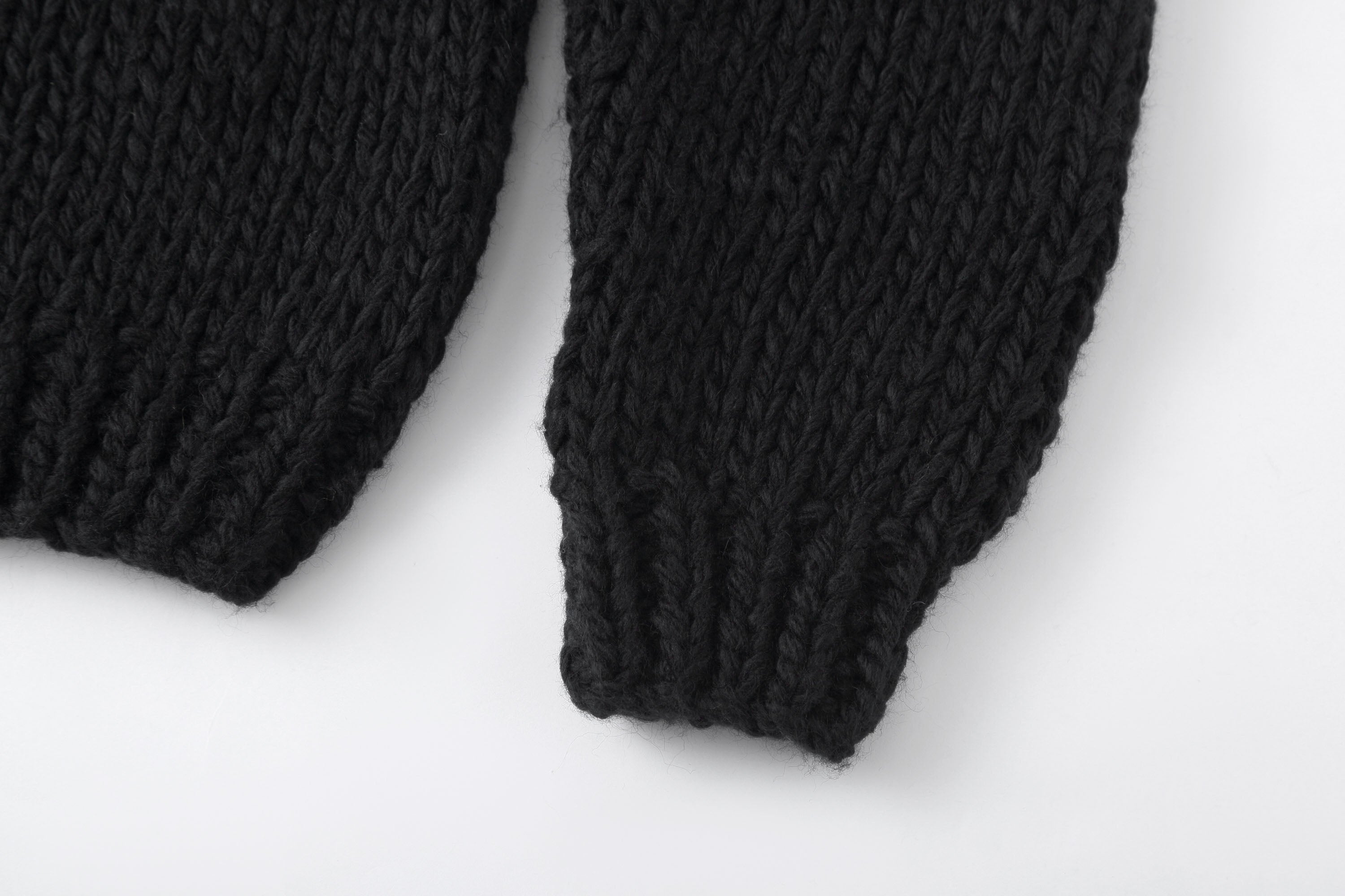 Chunky Knit Cardigan with Crocheted Flowers