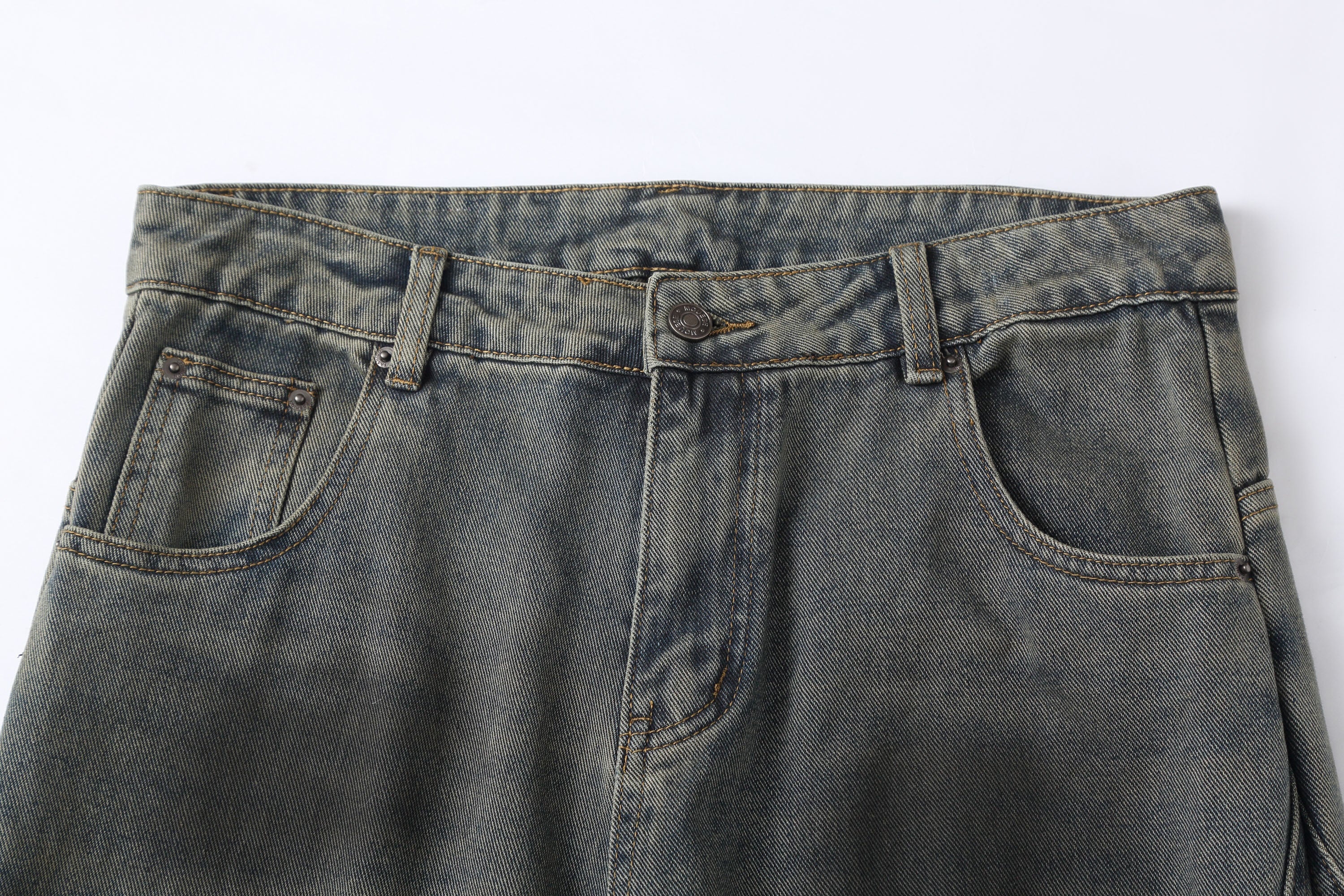 Distressed Washed Black Wide-Leg Jeans