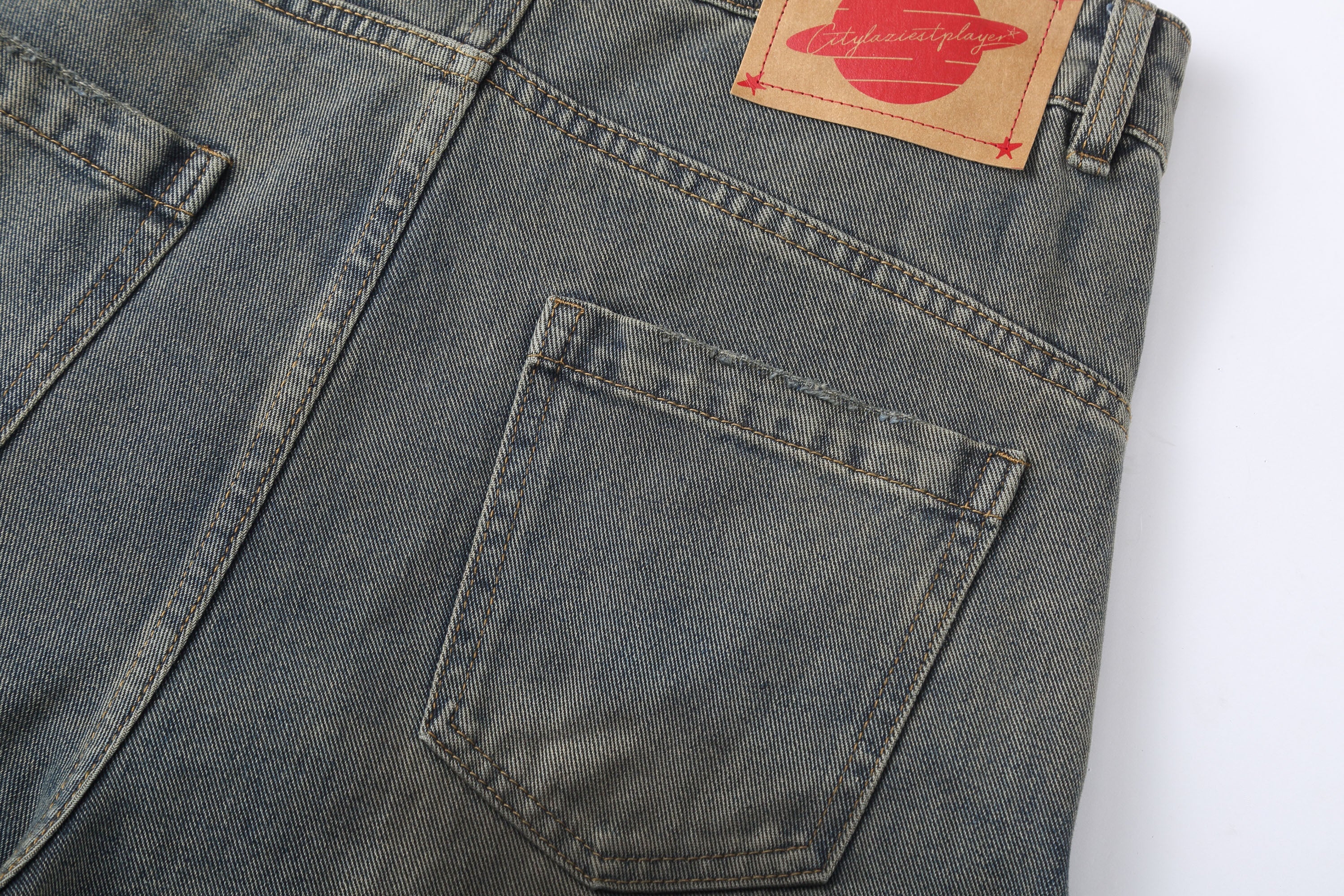 Distressed Washed Black Wide-Leg Jeans