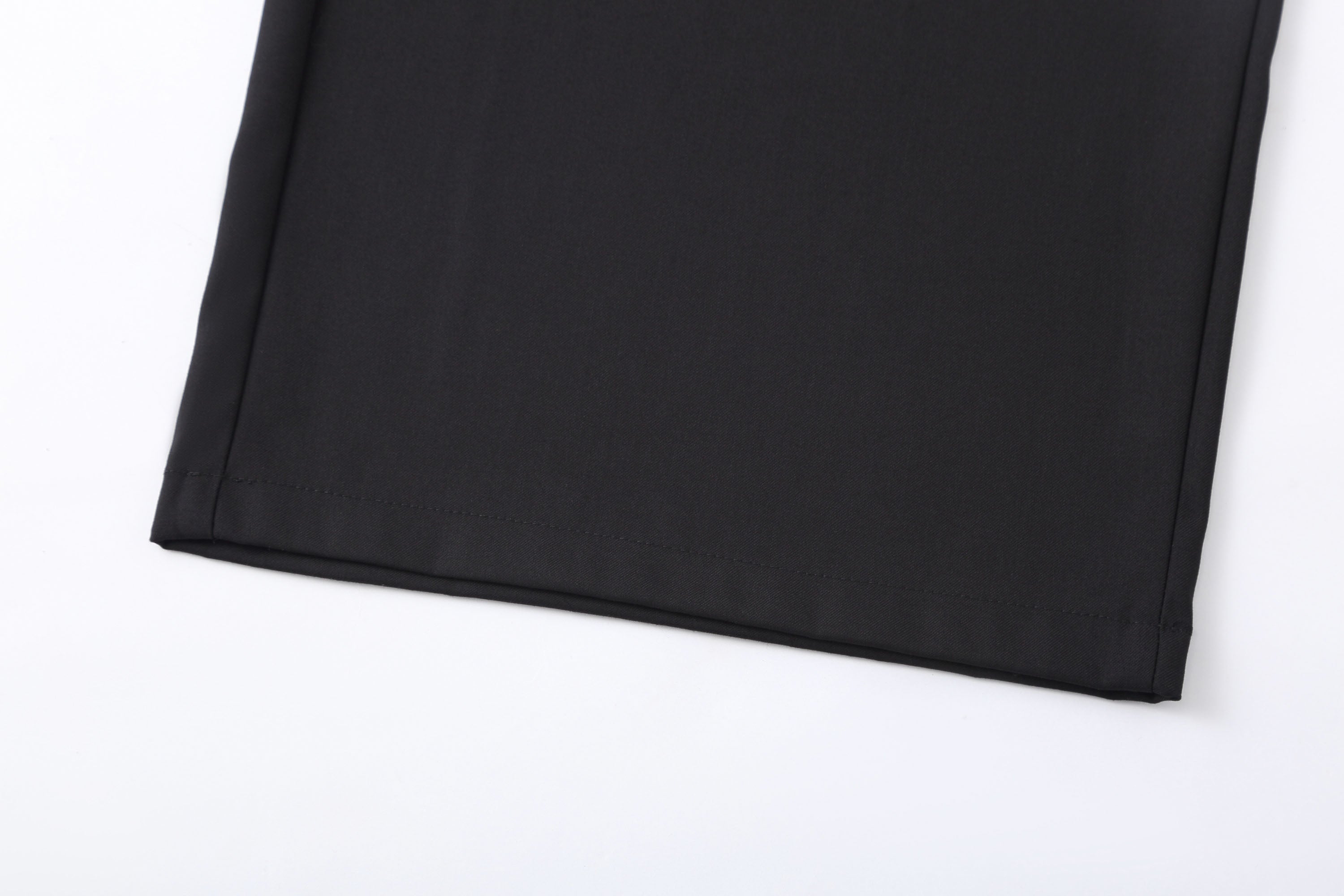 Pleated Waist Black Wide-Leg Trousers