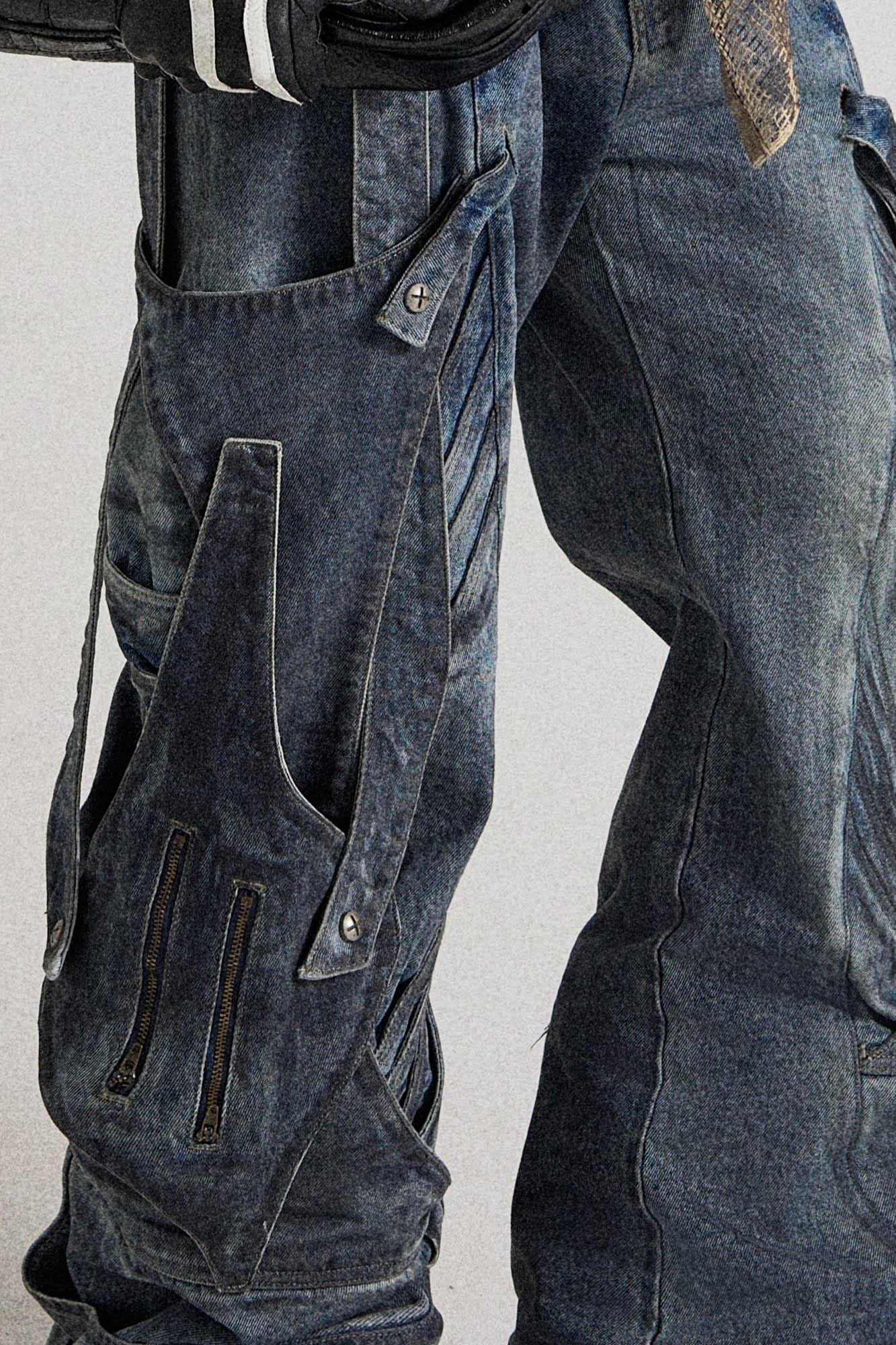 Deconstructed Multi-Strap Cargo Jeans