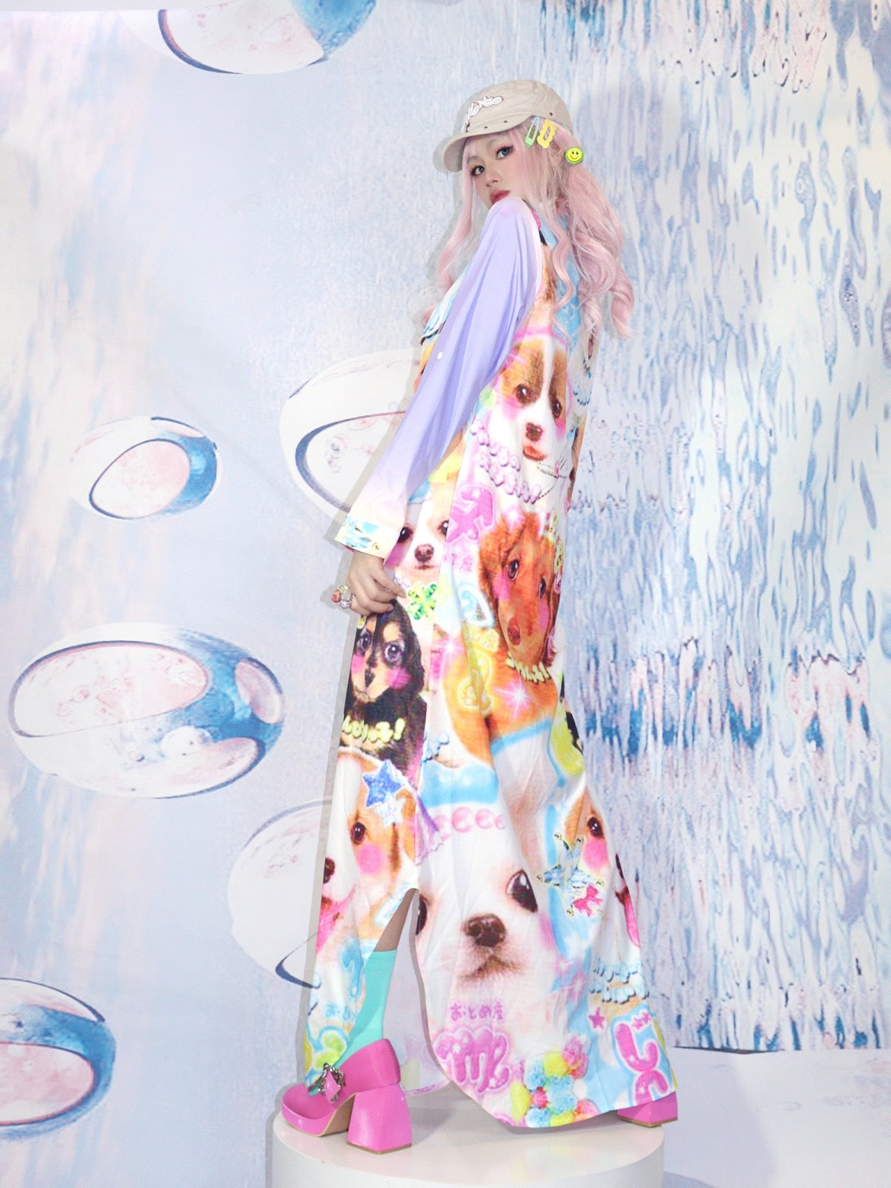 Kawaii Puppy Portrait Maxi Dress