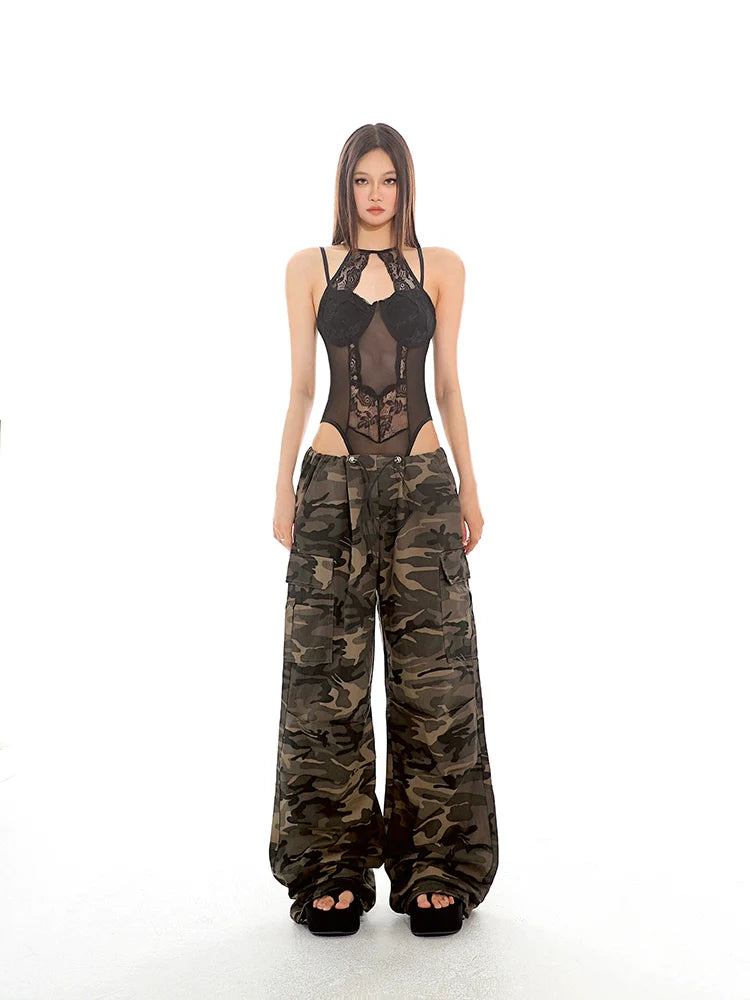 Camo Wide Leg Cargo Pants