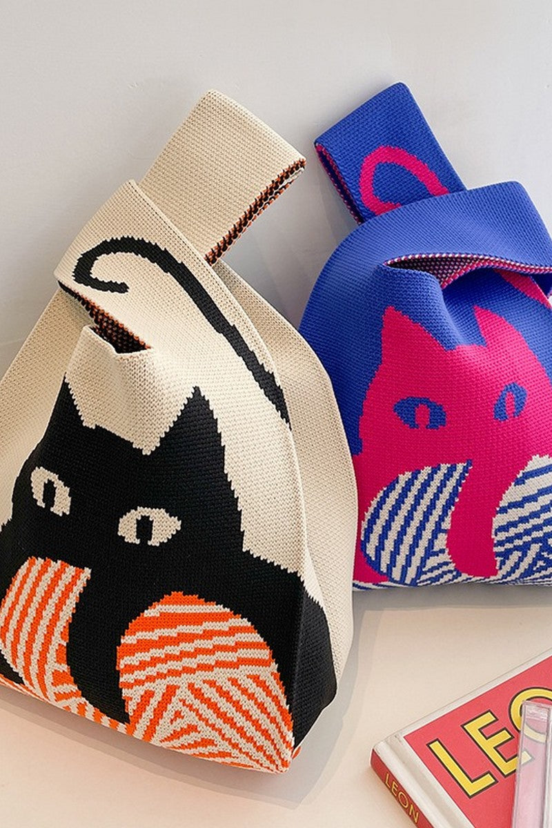 Retro Pattern Knit Storage Pouch