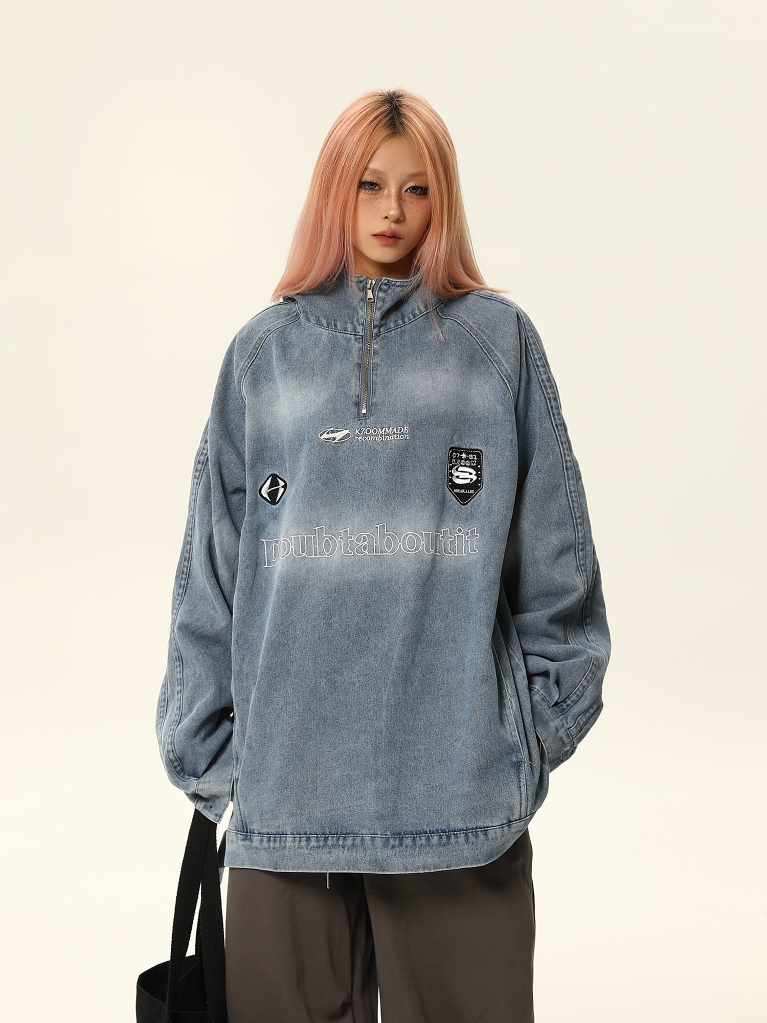 Doubtaboutit Denim Quarter-Zip Pullover Jacket