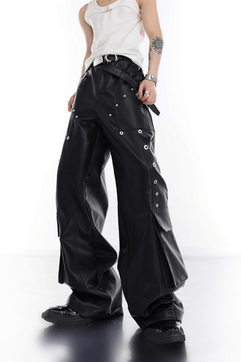 Riveted Leather Pants - chiclara