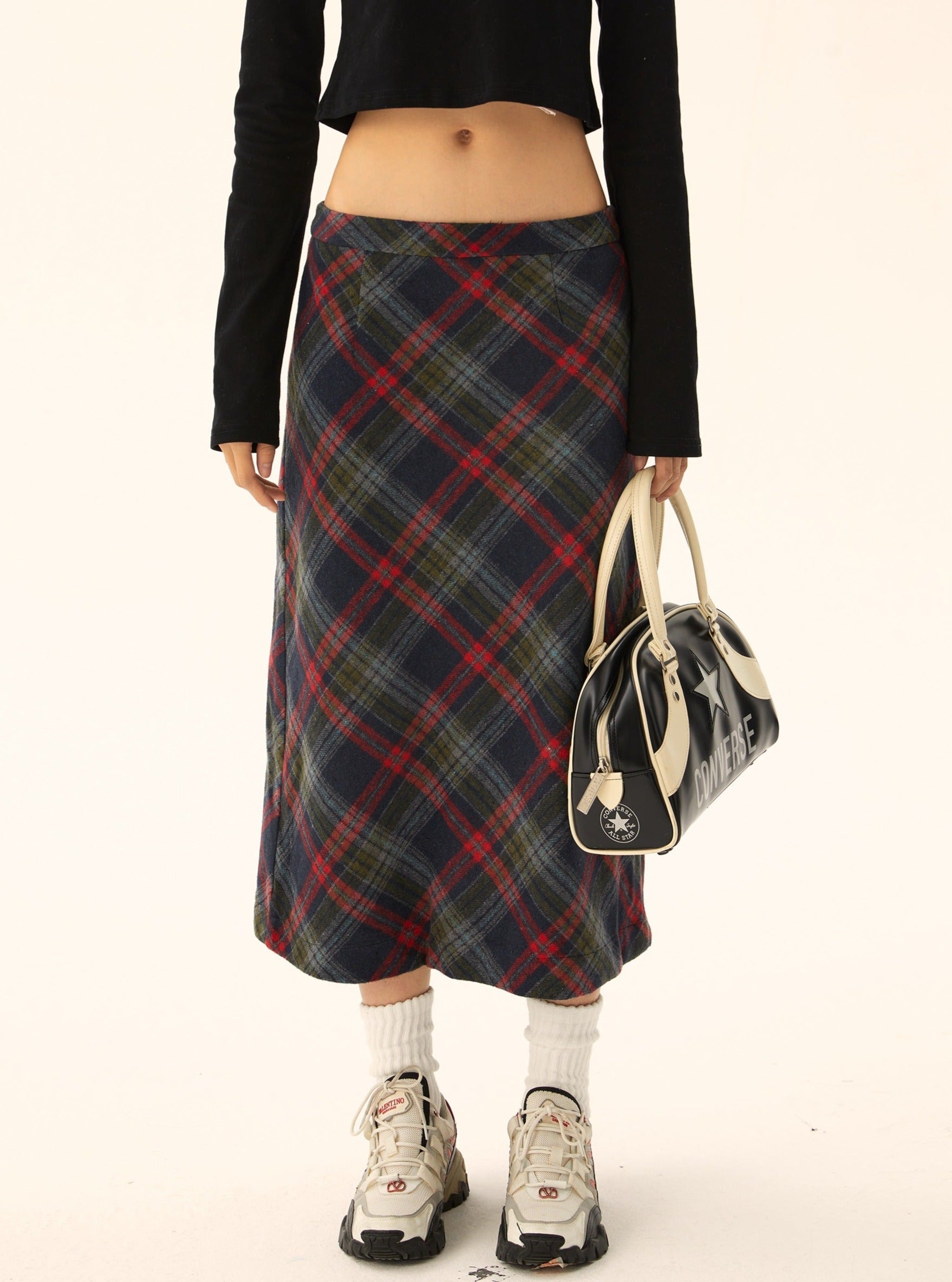 Elegant Striped Wool Skirt - chiclara