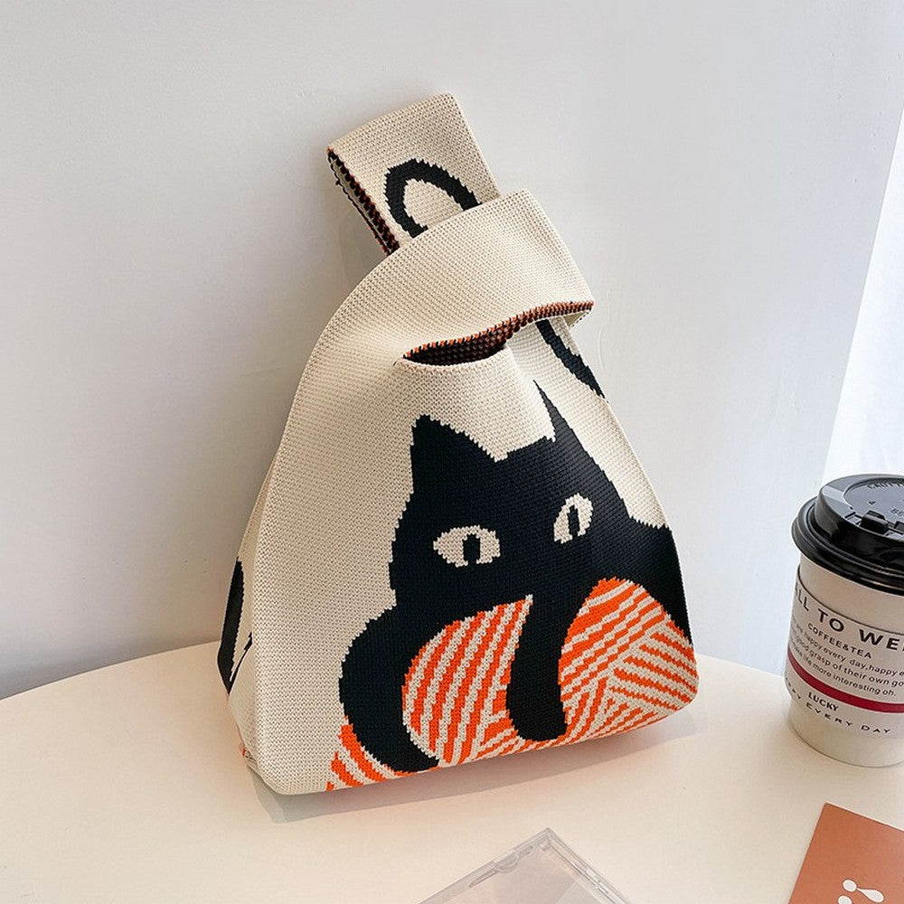 Retro Pattern Knit Storage Pouch