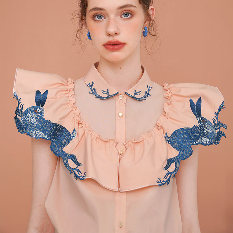 Enchanted Hare Embroidered Blouse - chiclara